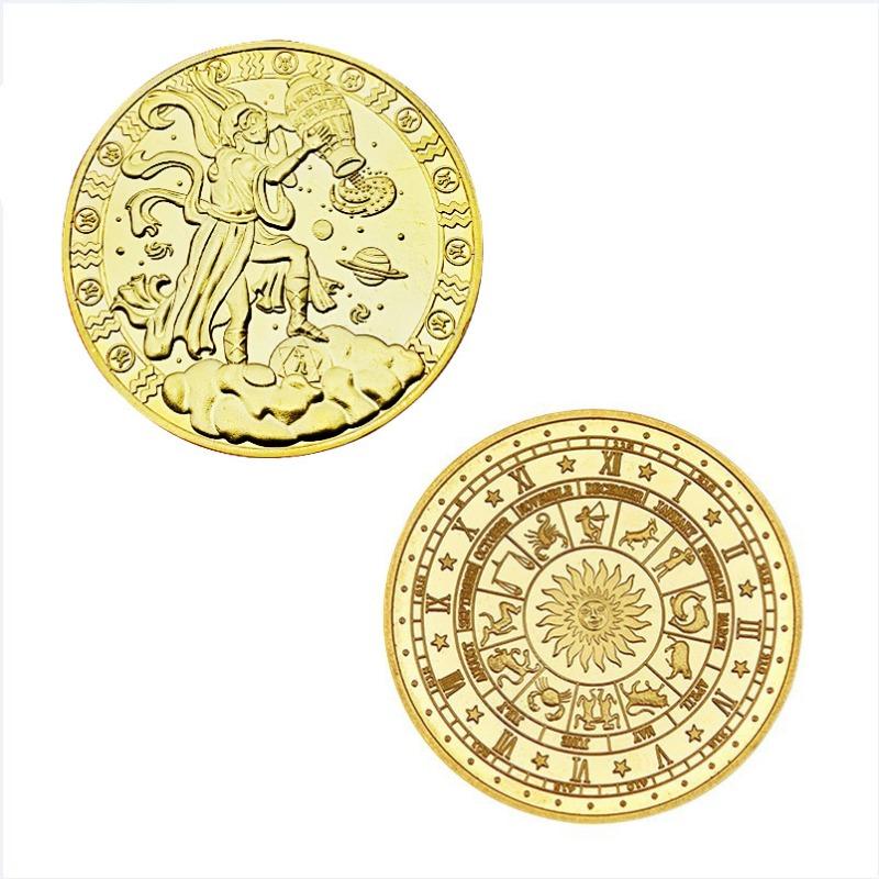 Twelve Constellation Commemorative Coins Gift Box Metal Craft Gift Box Badge