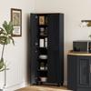 Freestanding Kitchen Cupboard, 4-Door Storage Cabinet with Adjustable Shelves, Modern Kitchen Pantry, 170cm, Black