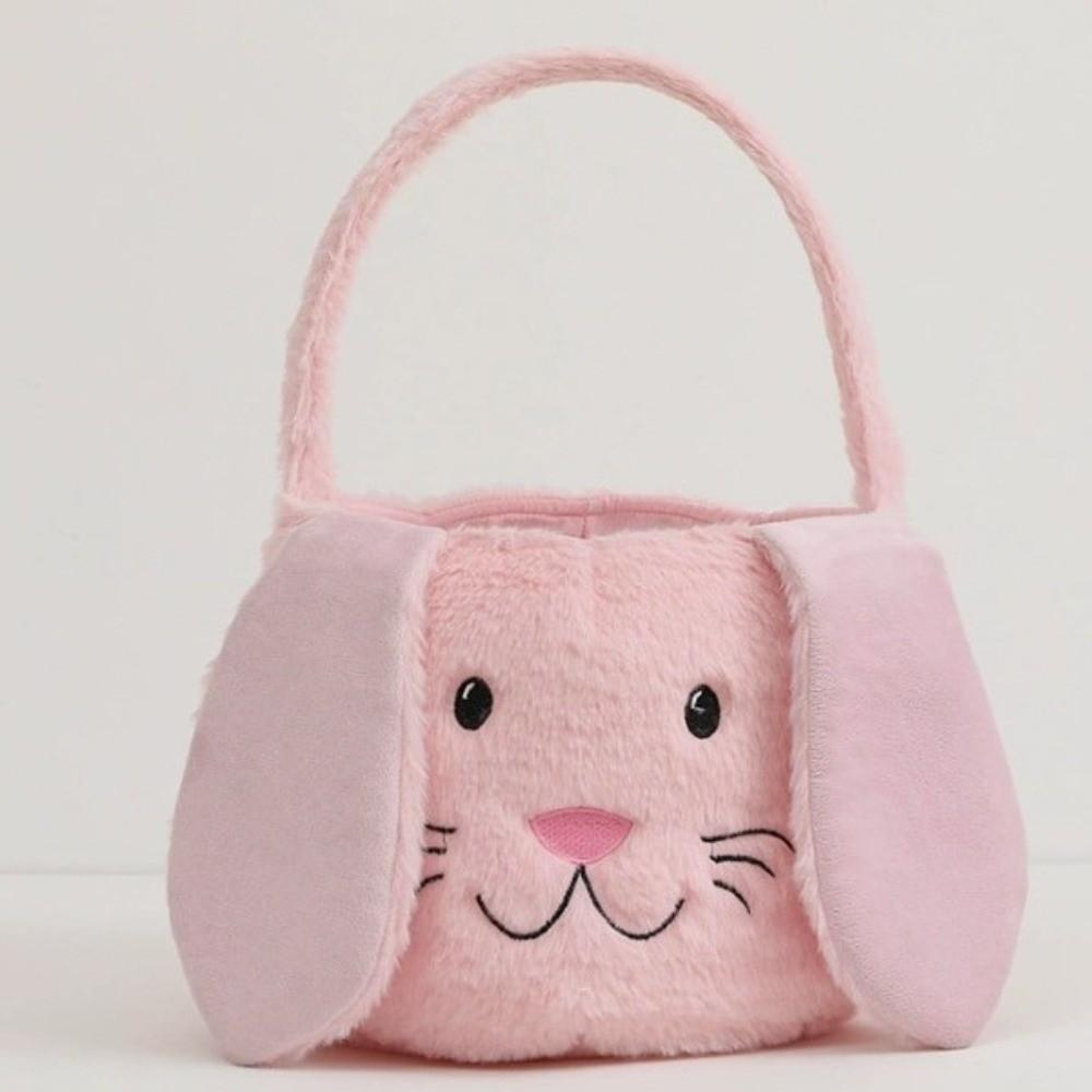 Bunny Easter Basket Long Ear Easter Bucket Candy Gift Bag Plush Basket  Kids Gift