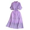 Retro Stand Collar Lace Dress Elegance Large Swing Hook Flower