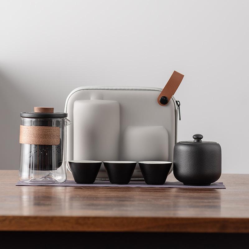 Travel tea set, business gift, glass outdoor pot 2346 ceramic express cup, teapot