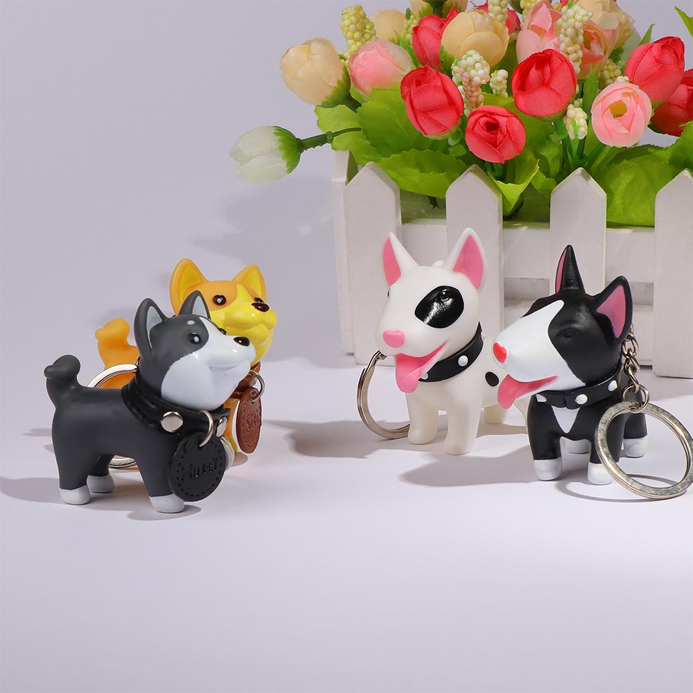 Trinkets Anime Bull Holder Figure PVC Excellent Key Ring Hand-painted Dog Keychain for Car Accessories