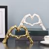 Skeleton Heart Hands Figurine Resin Love Gesture Statue Gothic Heart Shape Skeleton Hands Ornament for Home Halloween Desktop Decor