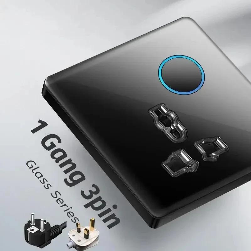 Панель из закаленного стекла 1 2 3 4-клавишный настенный выключатель света 1 2-позиционный международный универсальный светодиодный индикатор точка сброса питания ВКЛ ВЫКЛ