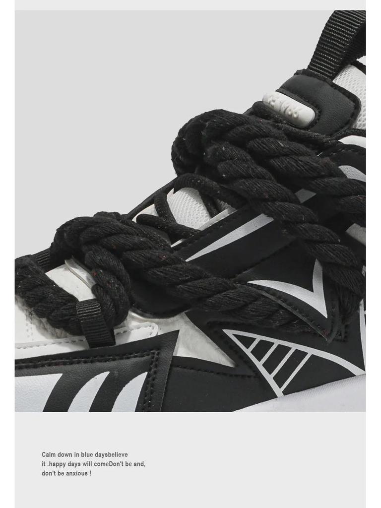 Мужские модные яркие повседневные лоферы: Персонализированный ремешок из пеньковой веревки, кроссовки на толстой подошве