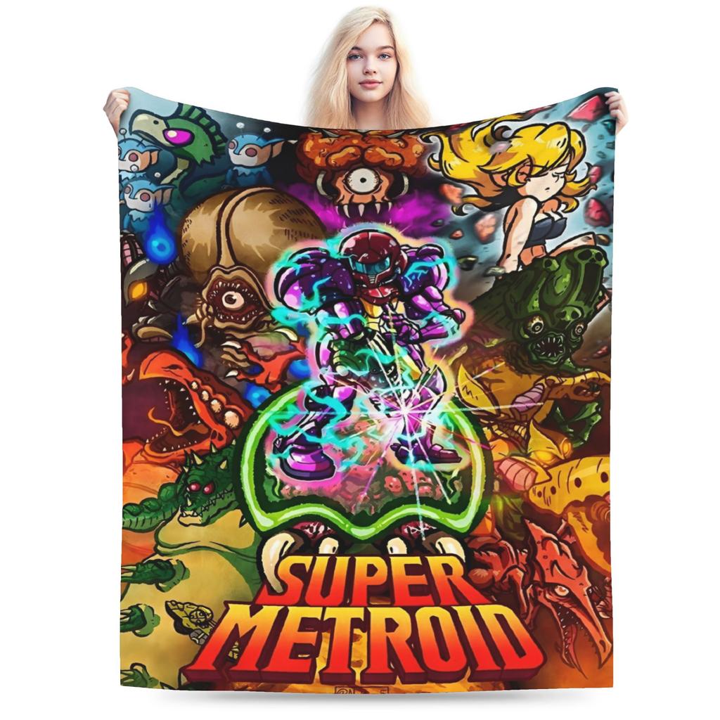Плед с героями игры Metroid Ультрамягкий Флис Уютные Подарки Пледы Коврик