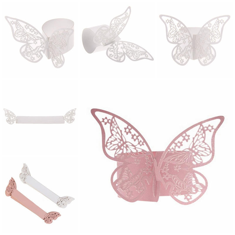 50 шт., кольцо для салфеток с бабочкой, держатель для бумаги, настольная вечеринка, свадебные сувениры, банкет