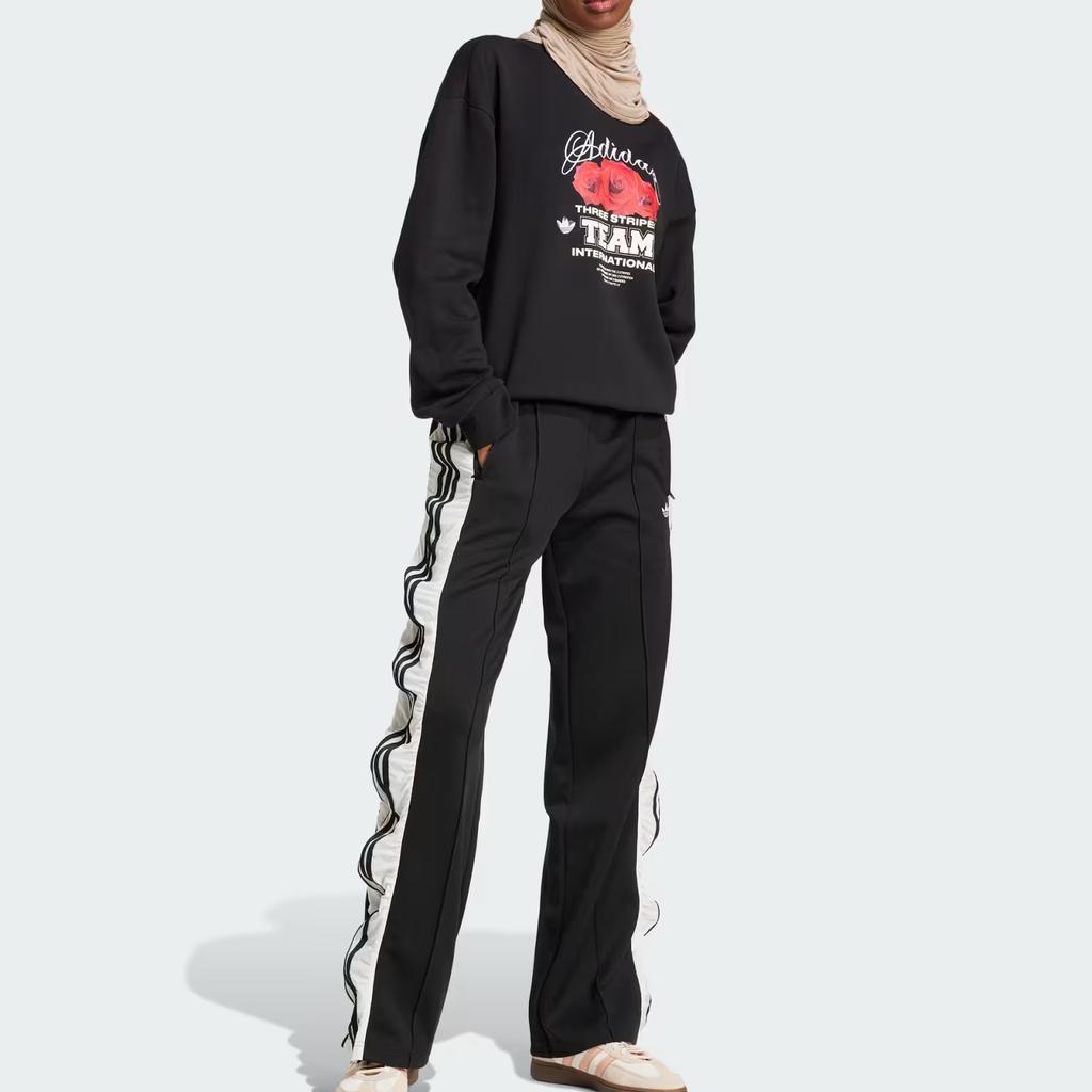 Adidas Originals Ss25 Brand Logo Fashionable Versatile Striped Knitted Sports Pants Women Pants Black JZ6778