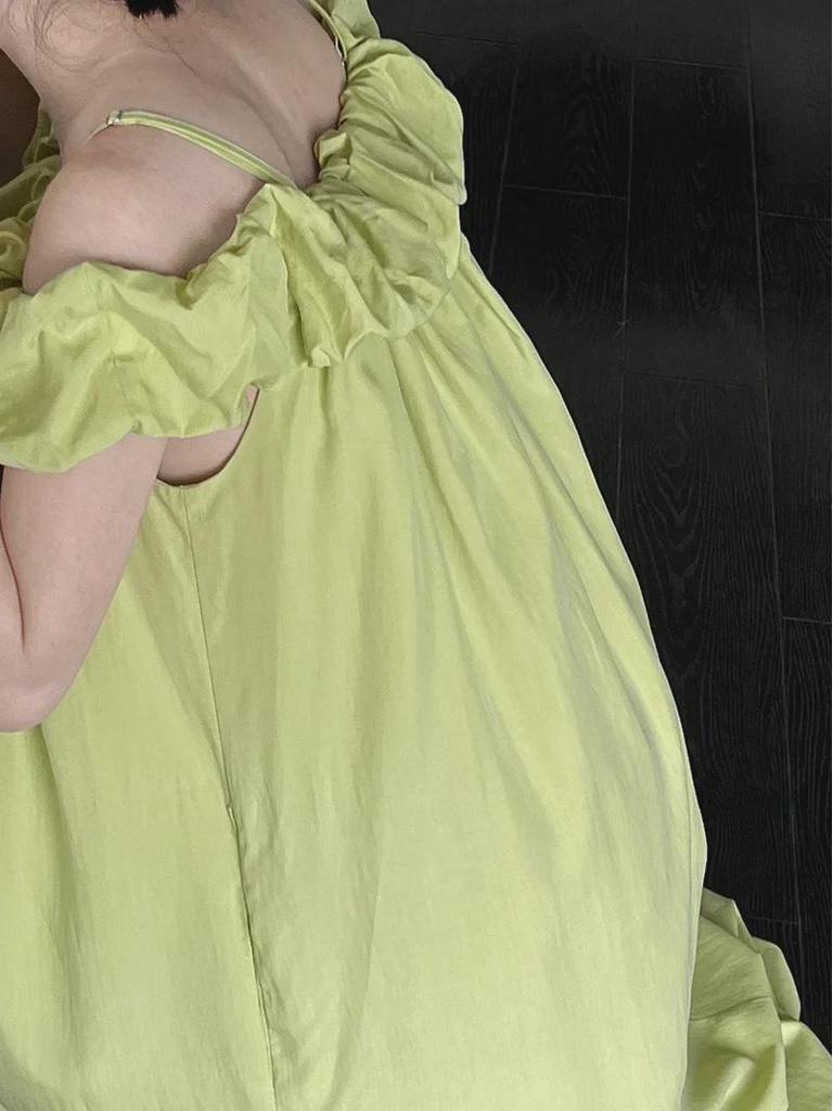 Платье-труба Luxi Tencel на одно плечо с оборками - корейский стиль