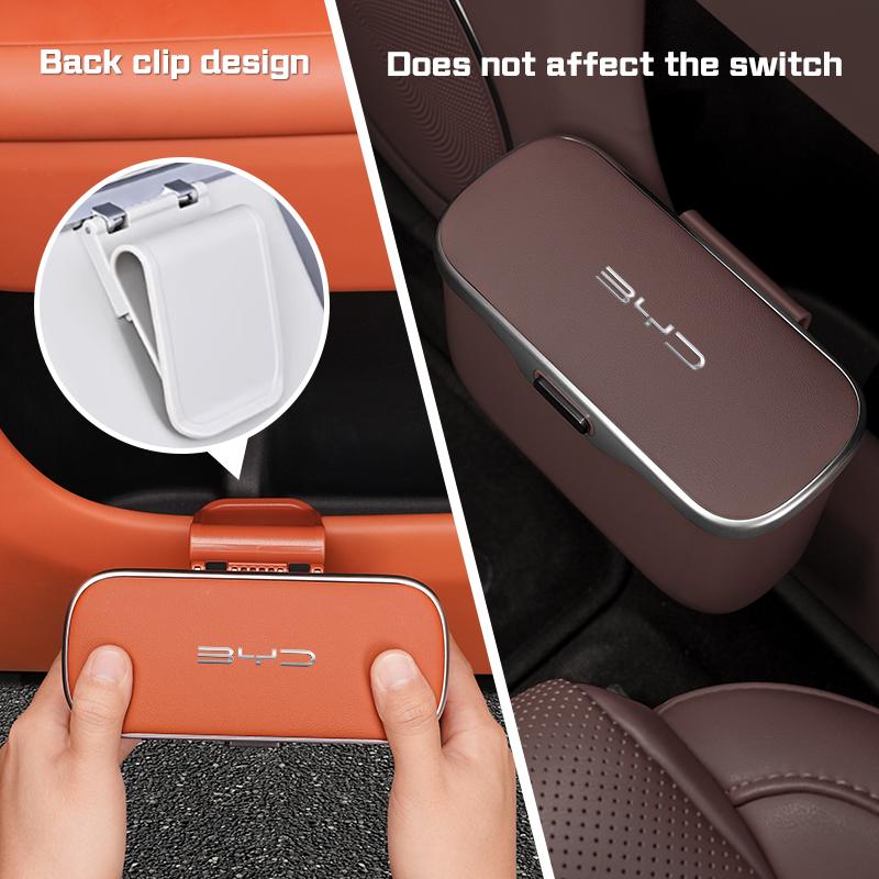 HECRD1 Car Trash Can For BYD sealion 6 7 SEAL U Dolphin ATTO 2 3 4 Seagull shark 6 Song Plus Tang DMI Car Door Storage Box Garbage Bin