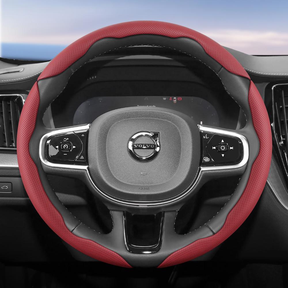 Подходит для Volvo Дышащие отверстия Кожаная накладка на руль Сегментированная конструкция с быстрым снятием Нескользящая Прочная V40 V70 S60 C30 S40 S90 Xc9