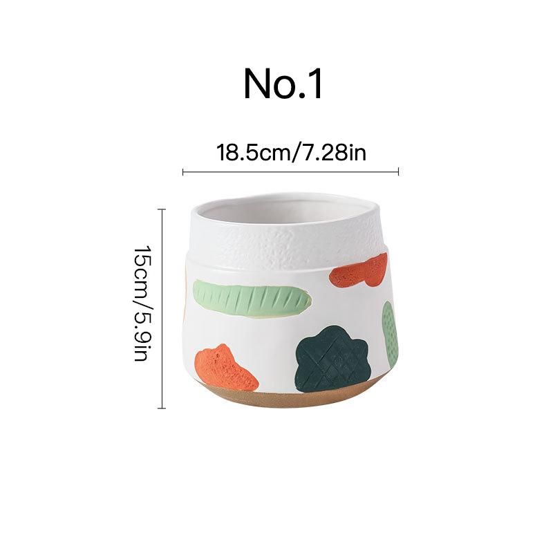 Creative Hand Painted Flower Pot Succulent Pot Ceramic Planter Home Decor Desktop Ornament Garden Decoration Bonsai Plant Pot