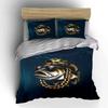 Cool Fish Decor Set Bedding Set with 1 Duvet Cover 2 Pillowcases Single Double King Queen, Gift