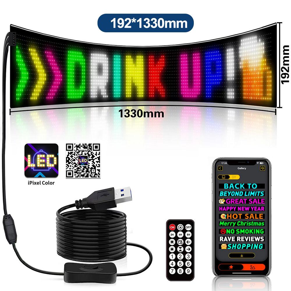 Светодиодный гибкий рулонный рекламный знак, матрица, пиксельная панель, автомобильный знак, RGB, Bluetooth, приложение, шаблон, анимация, логотип, дисплей, увеличенная длина