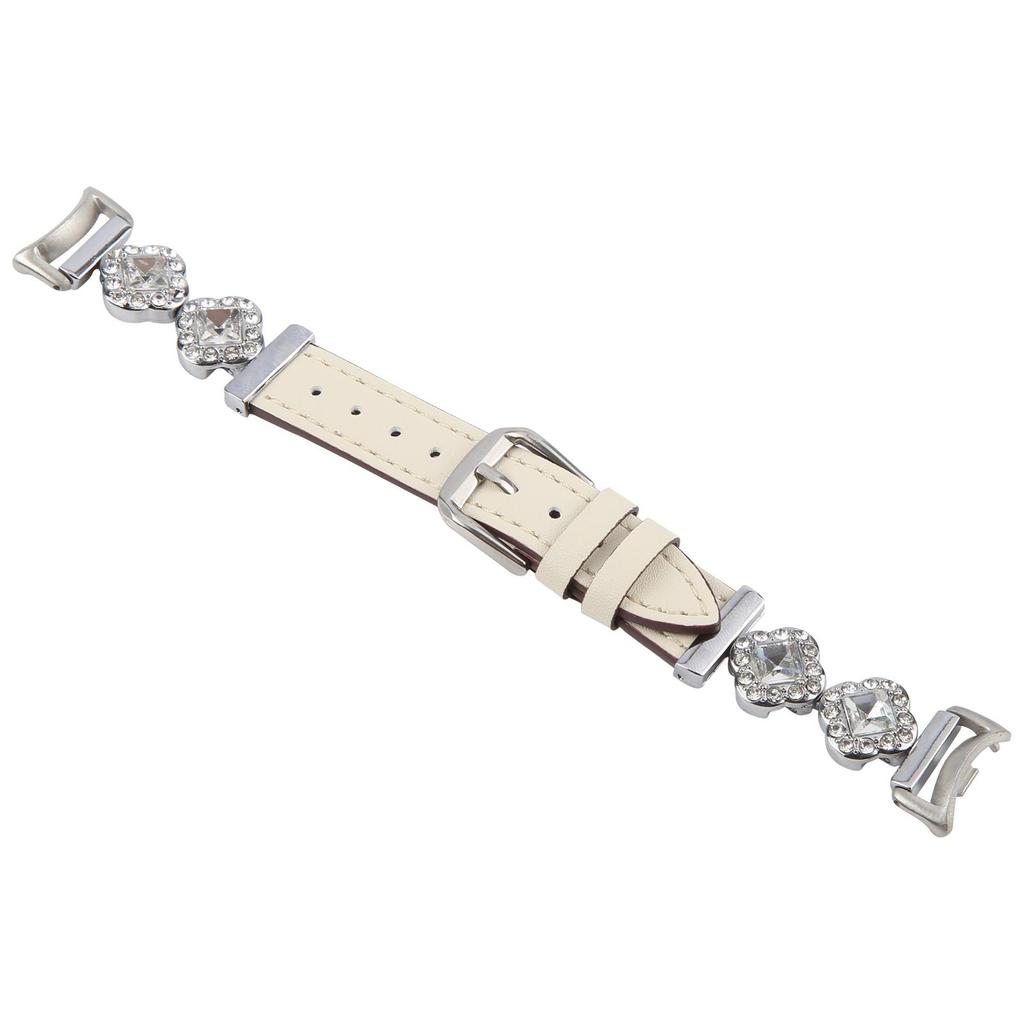 Watch Band for Xiaomi Smart Band 9 NFC/Band 9/Band 8 Rhinestone Decor Metal+Leather Strap