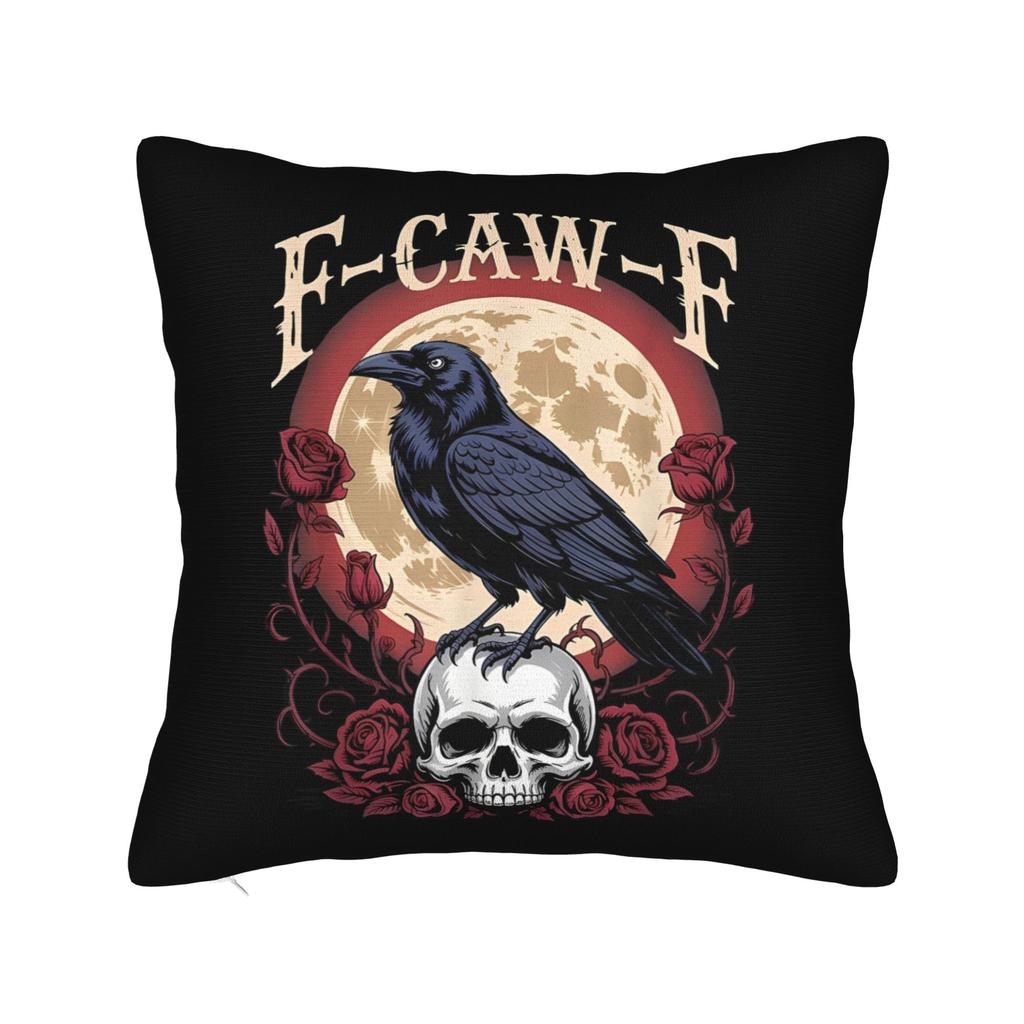 FCawF Meme Square Pillow Case Funny Black Bird Moon Cushion Cover Novelty Polyester Decor Pillowcase for Home 45x45cm