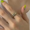 Niche Design Black & White Checkered Open Ring for Women – Simple, Retro, Versatile Style Inspired by European and American Fashion Trends