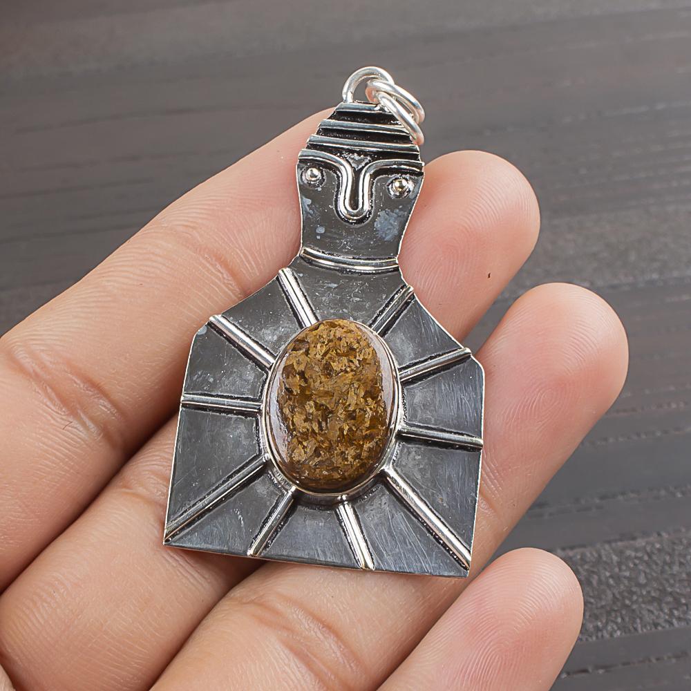 Natural Bronzite Gemstone 925 Sterling Silver Jewelry Designer Pendant 2.16" AJP-1937