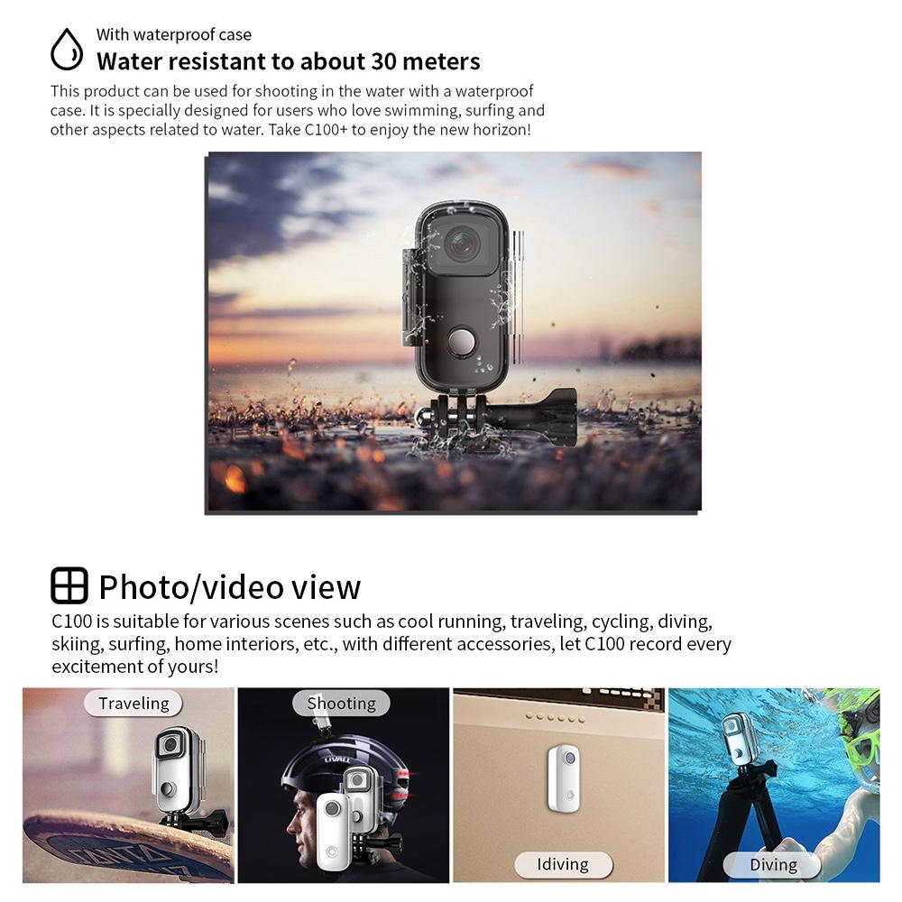 Мини-экшн-камера SJCAM C100, цифровая видеокамера 1080P/30 кадров в секунду, 30 м, водонепроницаемый магнитный корпус
