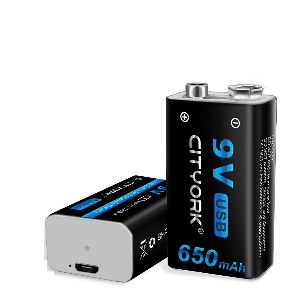 Cityork Литий-ионная аккумуляторная батарея 9 В, 650 мАч, аккумуляторы micro USB, литиевые батареи 9 В для игрушек-мультиметров, пульт дистанционного управления