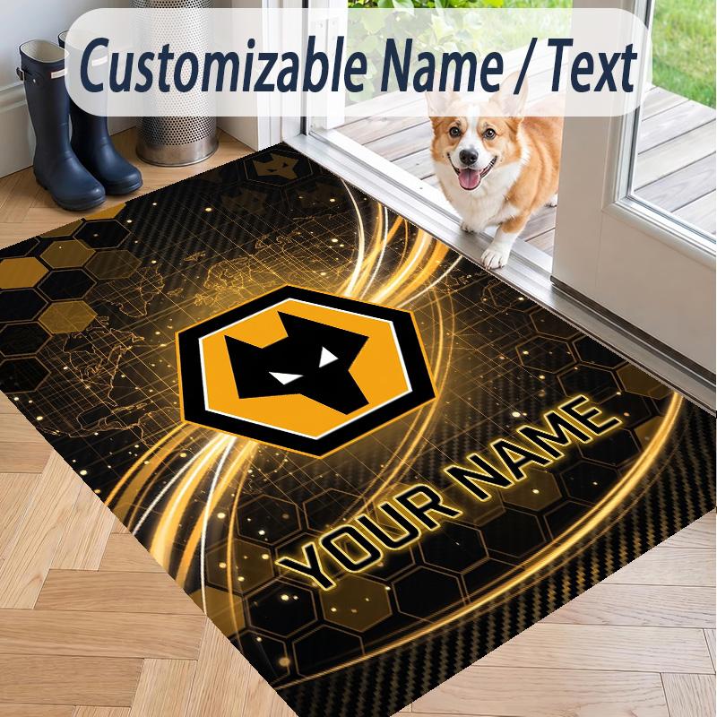 Custom Text Printed Rug Wolverhampton Wanderers Football Non Slip Floor Carpet For Home Room Decor