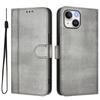 For iPhone 15 Cases Wallet Stand Retro Texture Leather Phone Cover with Lanyard