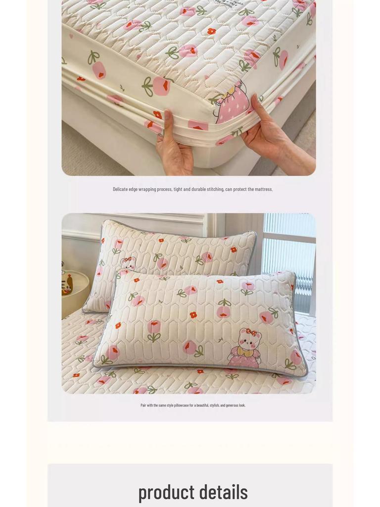 G5Z Quilted Fitted Sheet Set: Anti-Dust Bed Cover & Mattress Protector