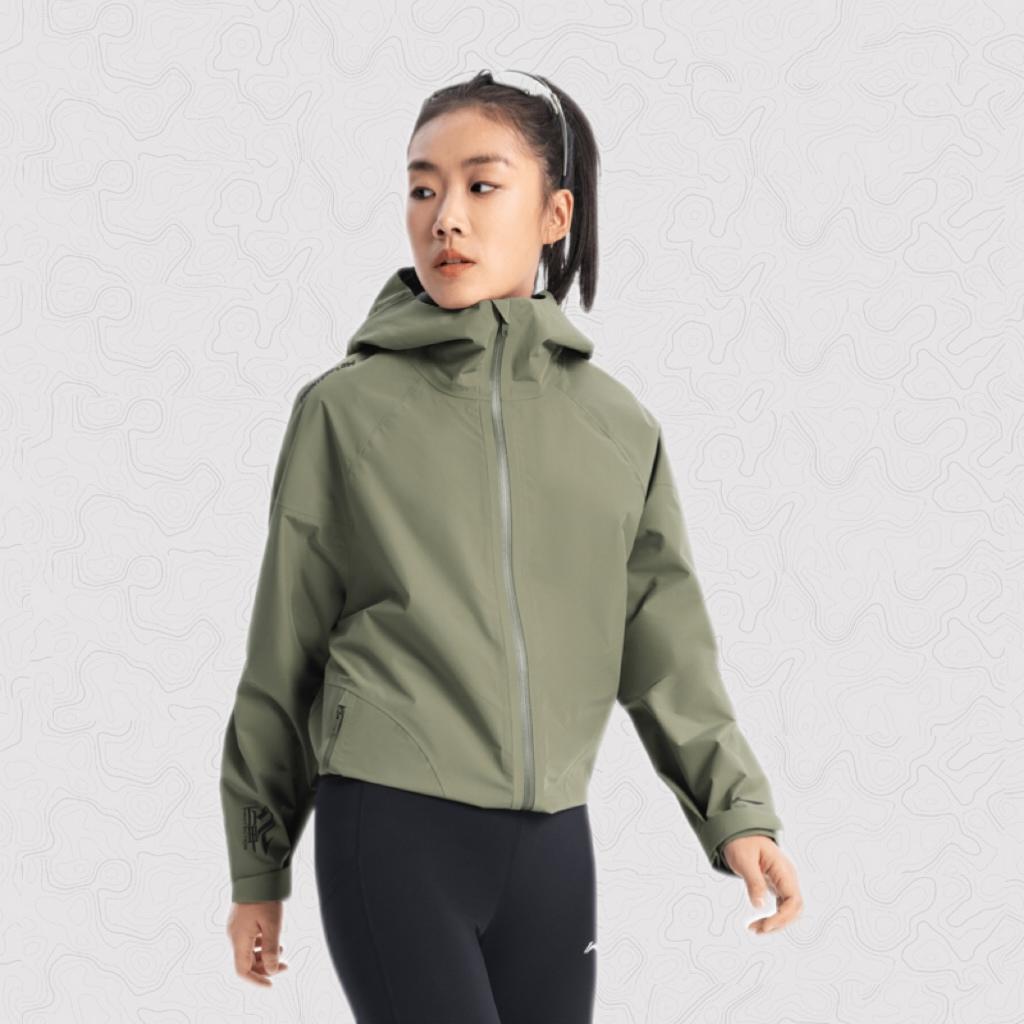 Li Ning CF Su Wan Long Jia Protection Series Outdoor однотонная свободная ветровка на молнии с капюшоном унисекс верхняя одежда чайно-зеленого цвета AEMV005-6