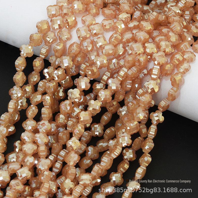 Гальванизированные хрустальные бусины в форме четырехлистного клевера для создания украшений и аксессуаров для волос своими руками.