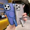 Чехол для iPhone 16 Pro Max из ТПУ и ПК, задняя крышка телефона со встроенным шнурком и металлической подставкой