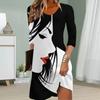 Women Casual Dress Autumn Face Recognition Print Dresses For Women O-neck Short Sleeve Dress Plus Size