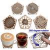 Kinetic Coaster Handmade Unique Pentagram Design Swivel Wooden Coasters Subtle Spiral Texture For Home/Office Decor Gifts