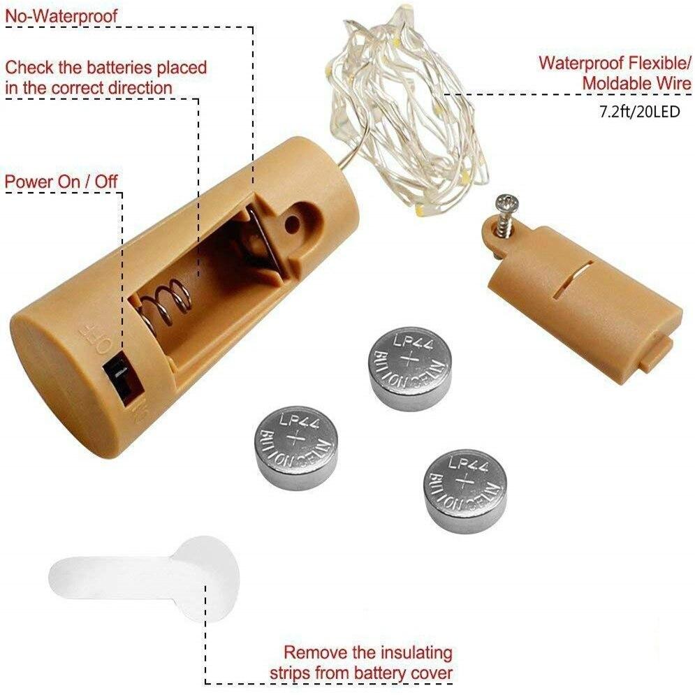 Бар светодиодные винные бутылки пробка 2M гирлянда рождественские украшения светодиодные лампы бутылки гирлянда праздничные медные провода гирлянда