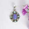 Natural Ethiopian Opal and Purple Opal Cluster Pendant, Gift for Wife, Multi Stone Pendant, 925 Sterling Silver Pendant, Fire Opal Pendant
