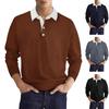 Men's Casual Lapel Business High-quality Solid Color All-in-one Long-Sleeved PO LO Shirt Pullover