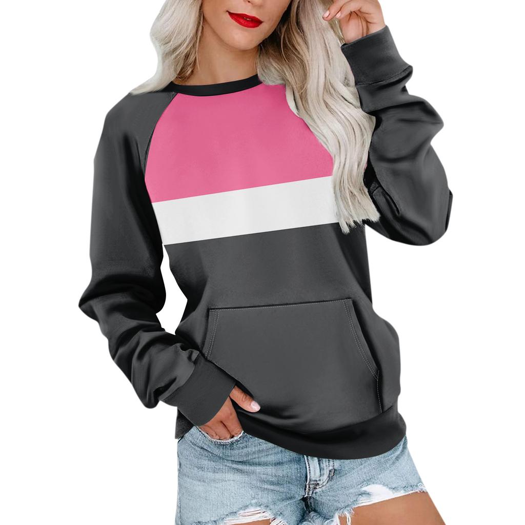 Womens Long Sleeve Sweatshirt Casual Crewneck Cute Pullover Tops Printing Lightweight Sweatshirt With Pocket