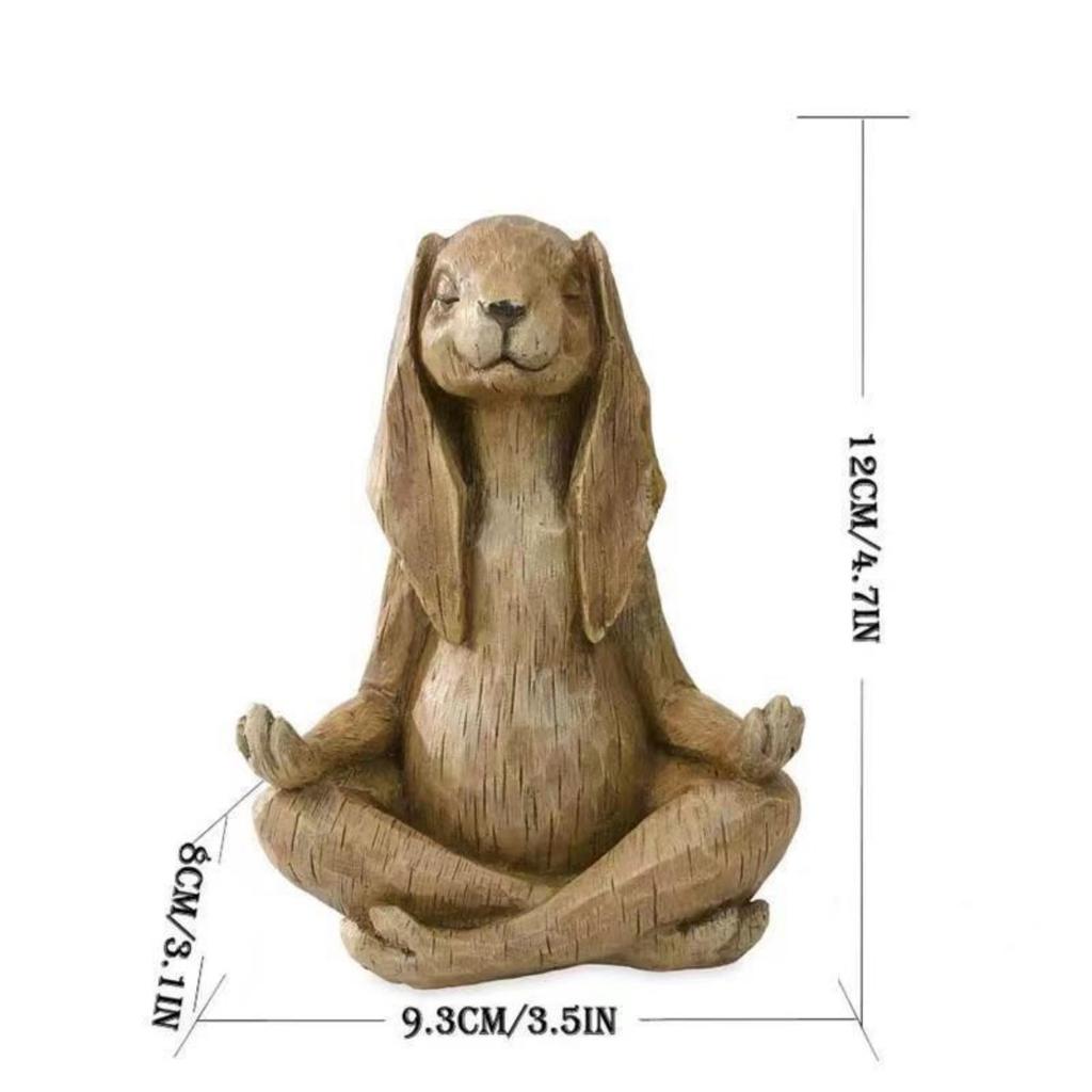Collectible Figurine - Yoga Bunny Figurine - Handcrafted Lotus Pose - Home & Garden Decor, Handmade Rabbit Yoga Tabletop Shelf Zen Decor Figurines