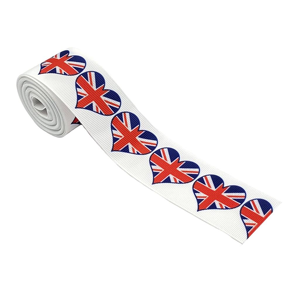 Лента Union Jack 38 мм с принтом флага Великобритании, лента Grosgrain для изготовления бантов для волос, юбилейная лента 