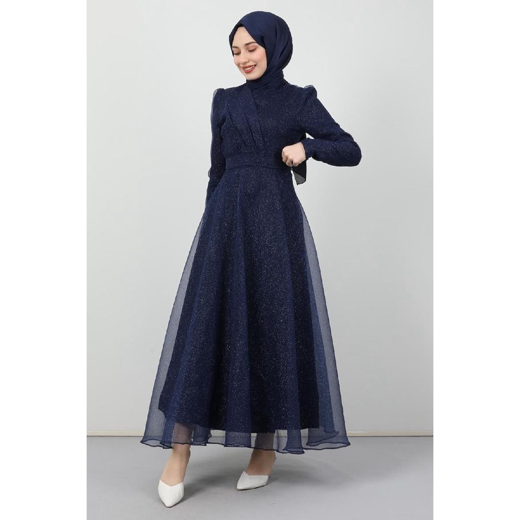 Alara Hijab Evening Dress Navy Blue