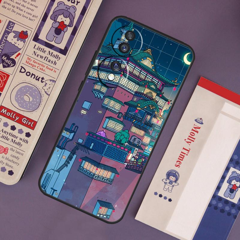 Неоновая Деревня Баня Ночной Чехол для Honor Magic 7 Lite 5 6 Pro Honor 200 Pro 50 70 90 X9b X9a X8b X8a X8 X9 X9c Чехол