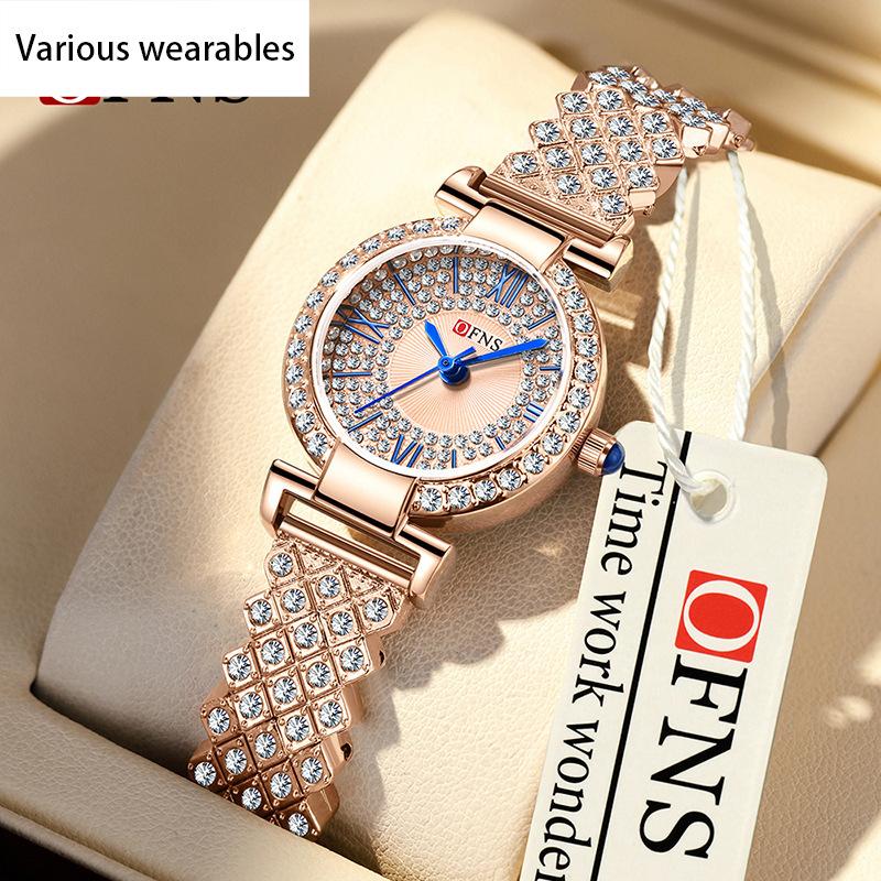 Ретро Круглый Бриллиант с Полным Бриллиантом Женские Часы Модный Тренд Водонепроницаемые Кварцевые Часы