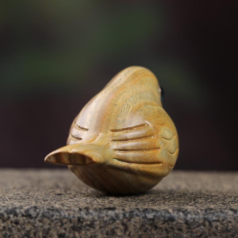 Green Sandalwood Magpie Ornaments Handle Wooden Mini Cute Tabletop office accessories Home Decoration Holiday Gifts