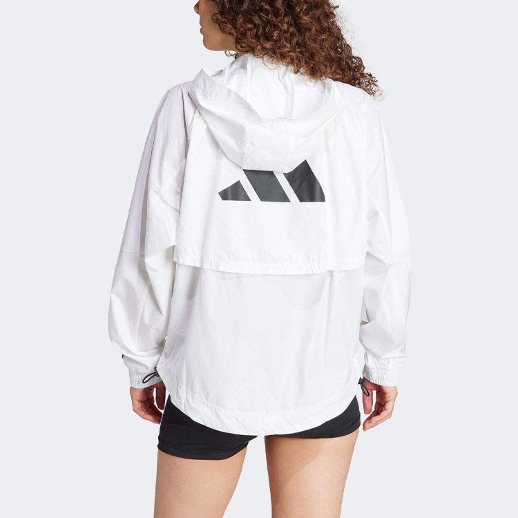 adidas Hyperglam Wind.Rdy Полосатая куртка с капюшоном и длинными рукавами с логотипом Женская верхняя одежда Белый IS8042