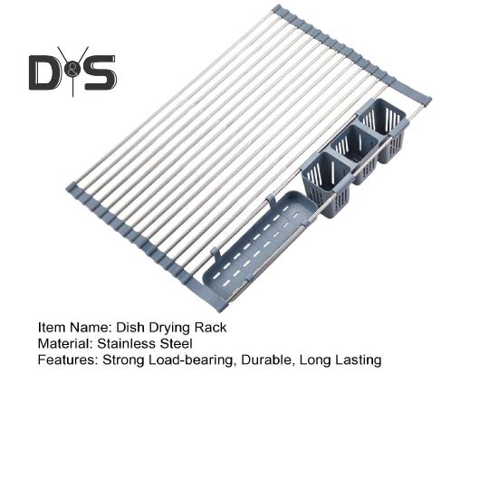 Расширяемая сушилка для посуды, сворачивающаяся, прочная, несущая, нержавеющая, регулируемая по длине сушилка для посуды для раковины