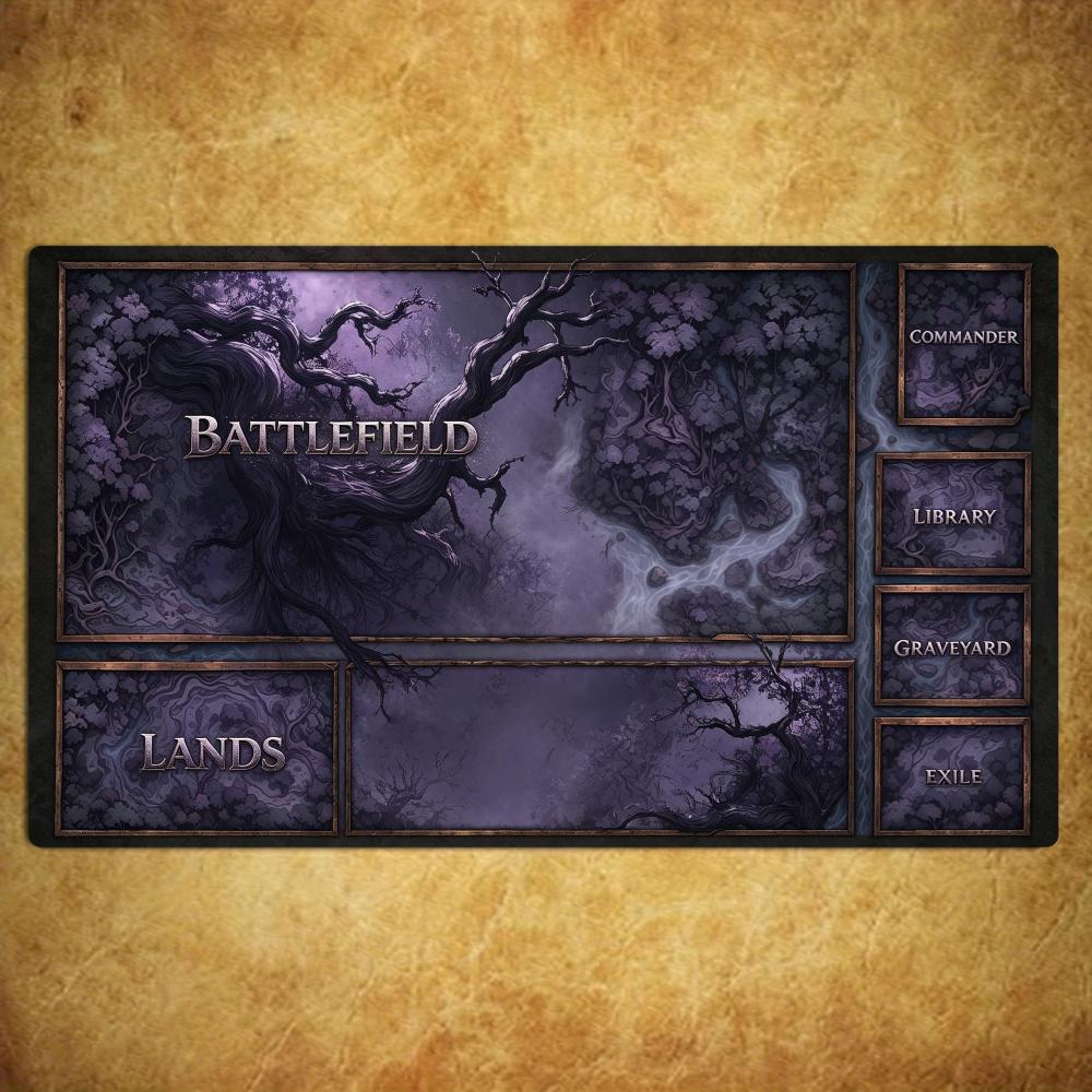 Dark Wood Mouse Pad Card Playmat Stitched with Magic Zones Game Mats Tabletop for MTG/TCG Card Battle Commander Gaming Mat