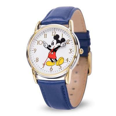 Disney Микки Маус Взрослые Классические Кардифф Сочлененные Аналоговые Кварцевые Часы на Кожаном Ремешке Синие