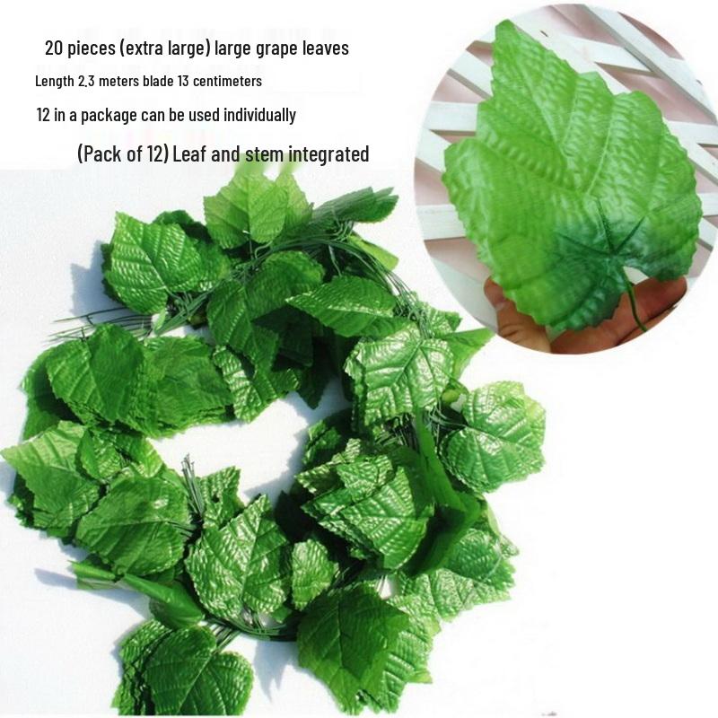 Большая декоративная виноградная лоза с листьями - Искусственная гирлянда с фруктами для стены, потолка или трубы с зелеными листьями деревьев