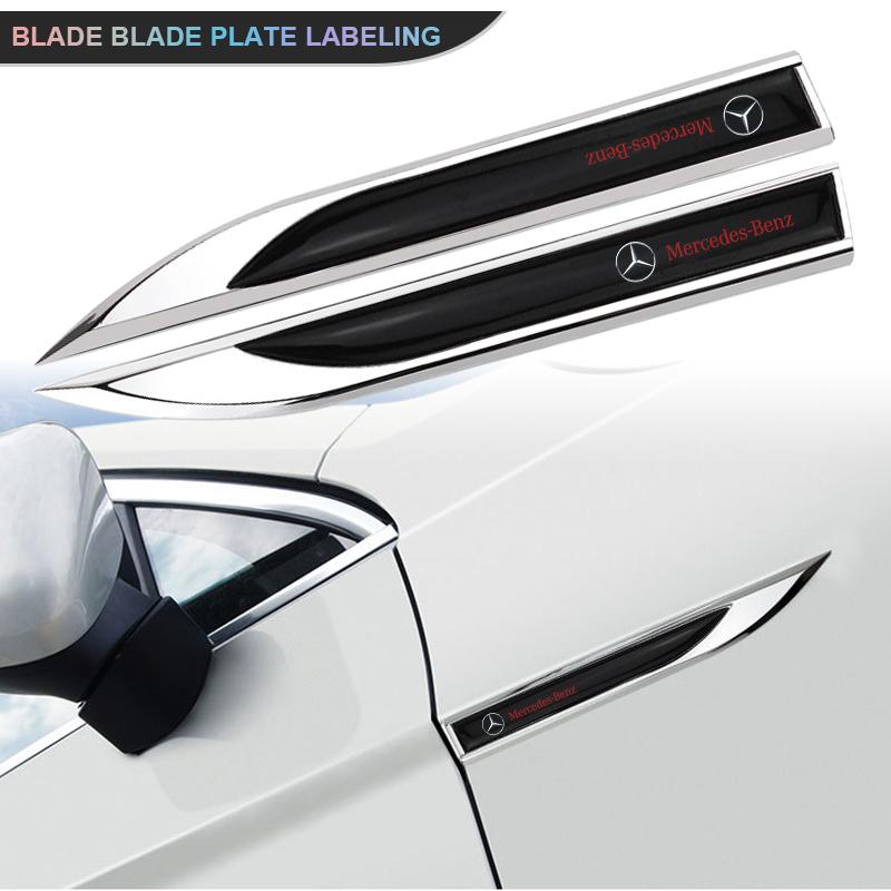 1 Pair Car Side Fender Knife Stickers Emblem Badge Decals Trim Styling for Mercedes Benz AMG W203 W206 W220 W205 W211 W212 W201 HIJKL1