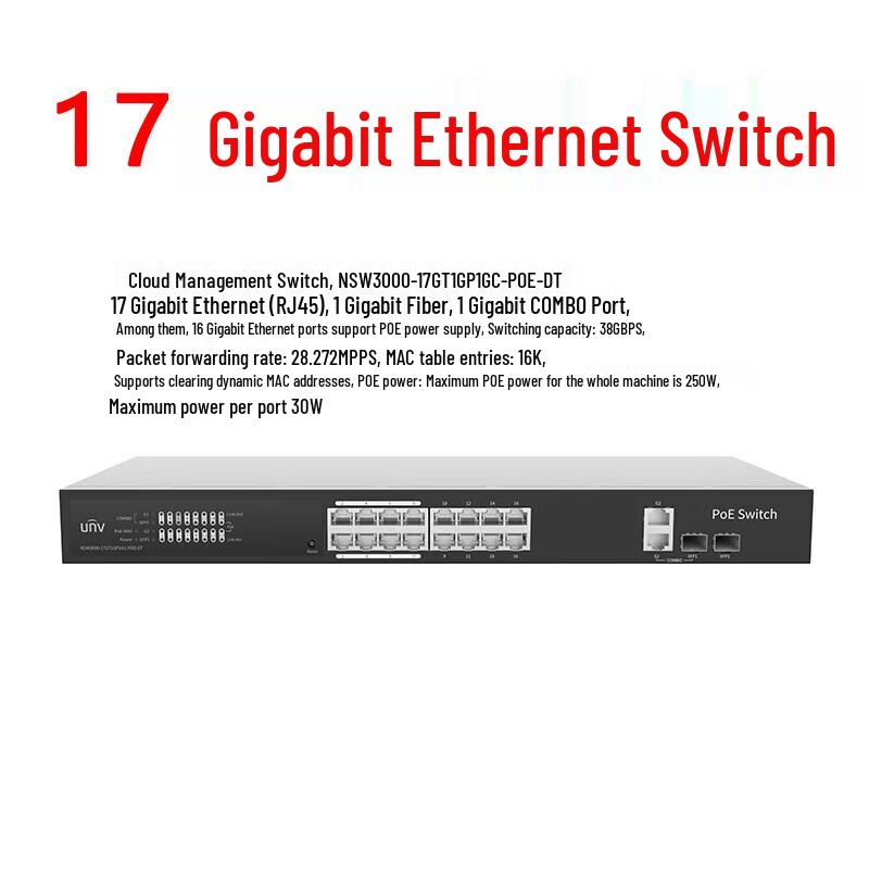 Uniview Cloud Managed Gigabit Ethernet Switch CN plug (adapter included)