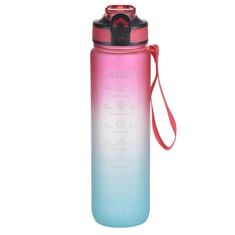 1000ml Large Capacity Water Bottle with Straw Plastic Cup Sports Cup Plastic Gradient Outdoor Sport Water Bottle